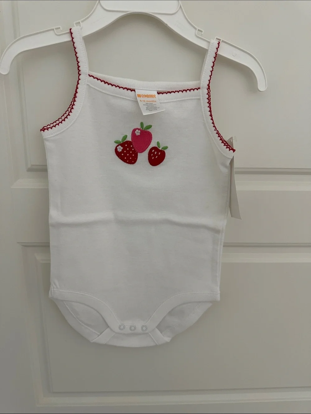 Gymboree White Onesie with Red Strawberry Appliqués
